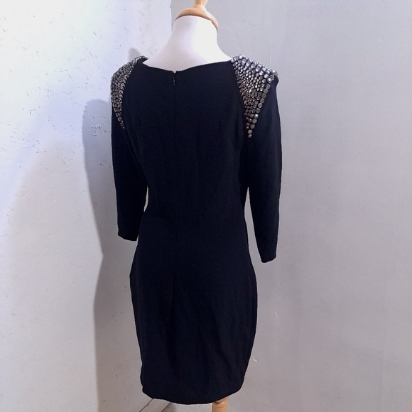 Zara | Black jewelled statement shoulder dress - Picture 6 of 10